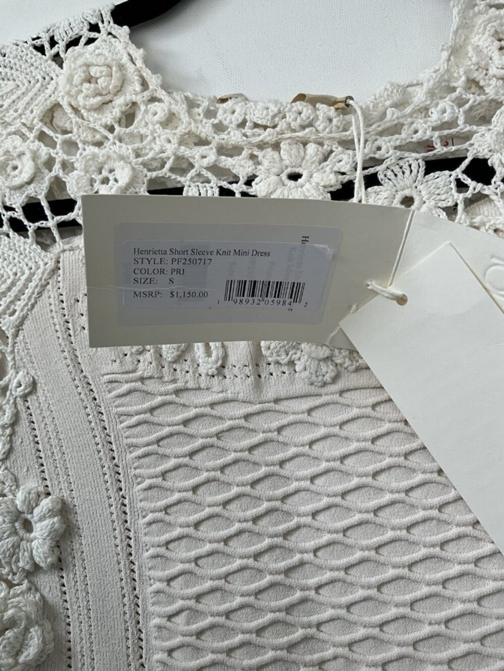 Ulla Johnson Henrietta Dress Pristine Cream Crochet Knit Fit Flare Mini S NWT - Picture 5 of 8